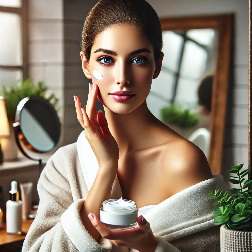 Mujer aplicando crema hidratante para proteger su piel en invierno